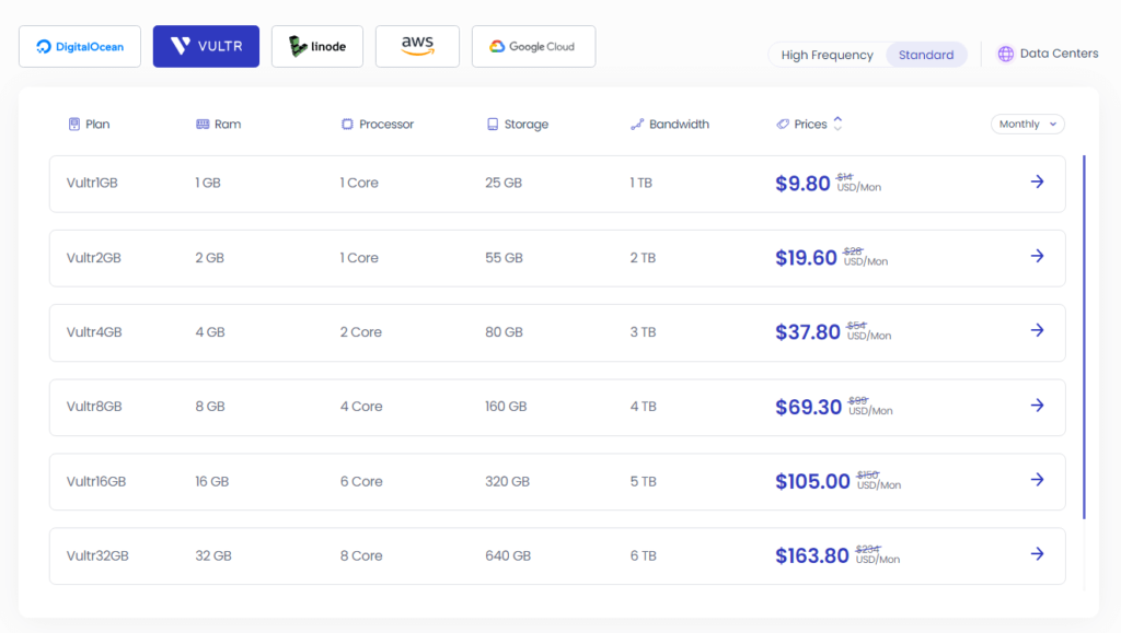 Cloudways Review Vultr Hosting Plan