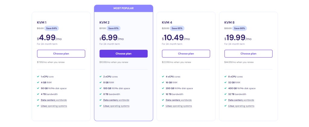 Hostinger VPS Hosting Plans