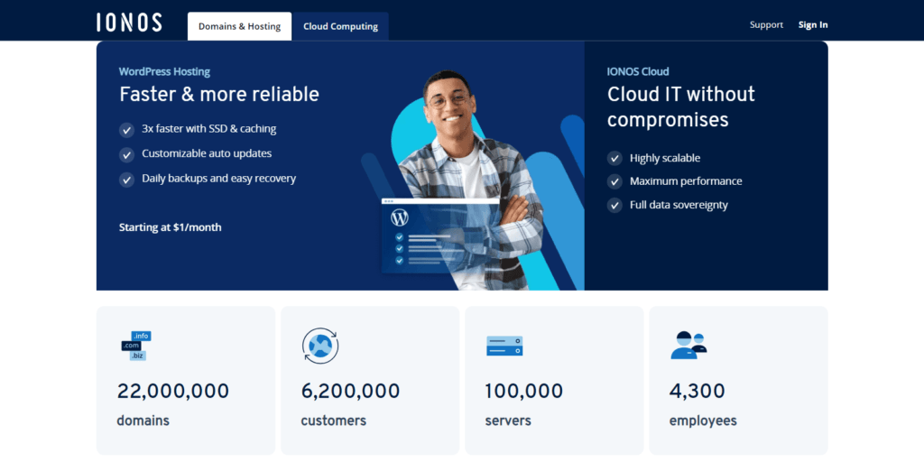 IONOS Hosting Review Homepage