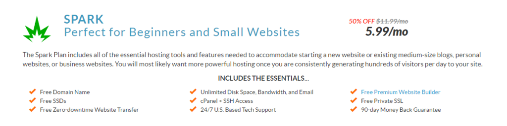 Web Hosting Hub Review Spark Plan Pricing